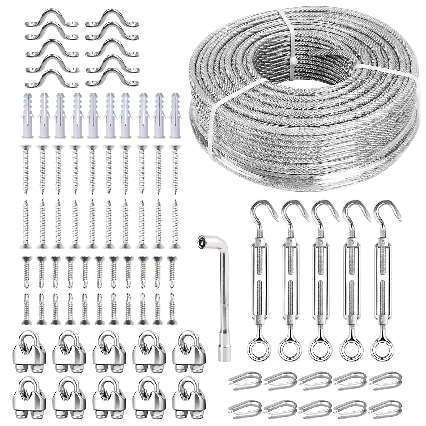 3/16 Wire Rope Kit with Turnbuckles for Fencing and Sunshade