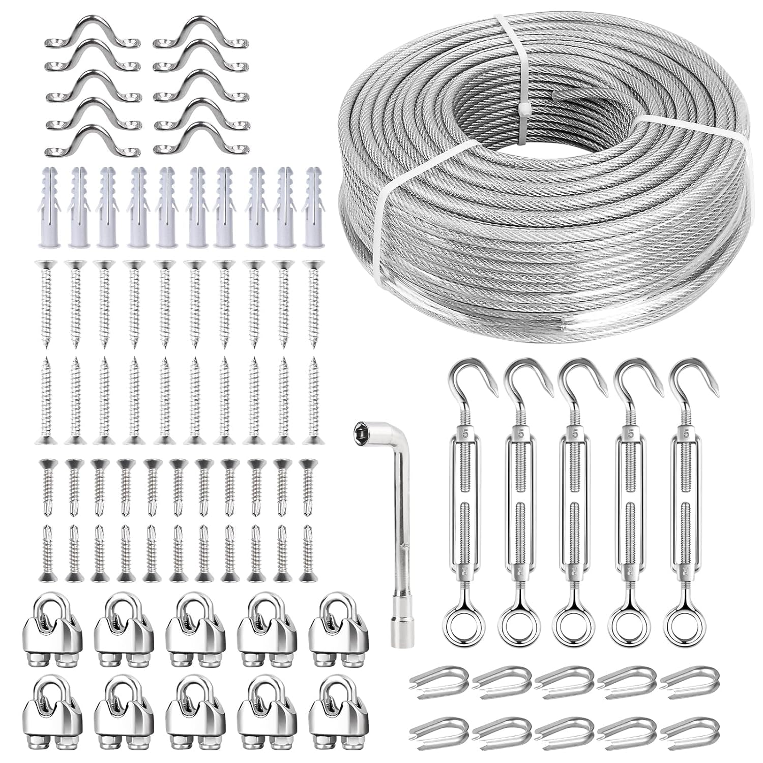 3/16 Wire Rope Kit with Turnbuckles for Fencing and Sunshade