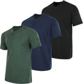 Men's Henley T-Shirt 3 Pack - Short & Long Sleeve Cotton Blend Real