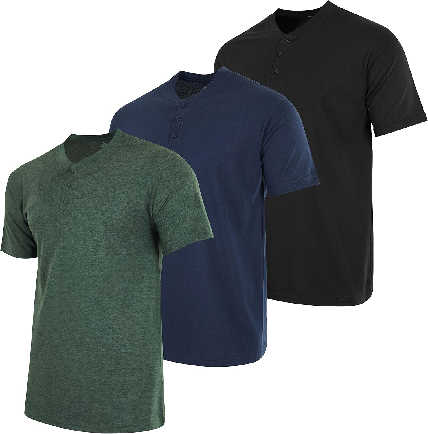 Real Essentials 3 Pack Men's Cotton Henley T-Shirts for All Occasions