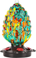 Hand Blown Glass Hummingbird Feeder for Outdoor Gardens