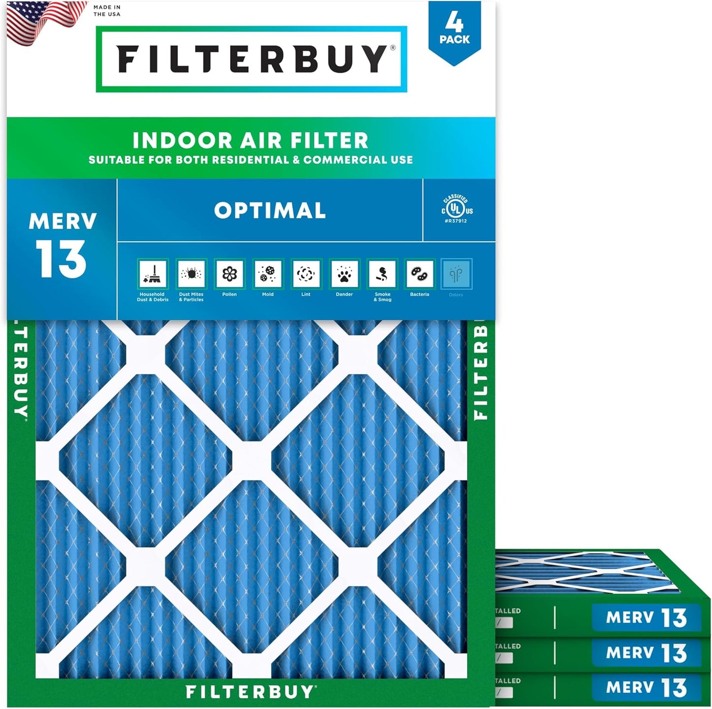 Filterbuy 20x21x1 Air Filter MERV 13 for Smoke & Allergy Defense