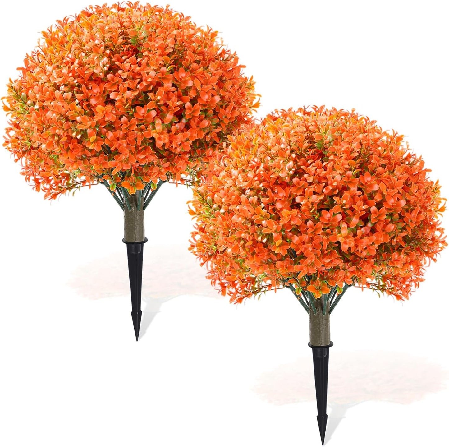 Yunlly 2 Pack 18in Artificial Boxwood Ball Topiary Trees