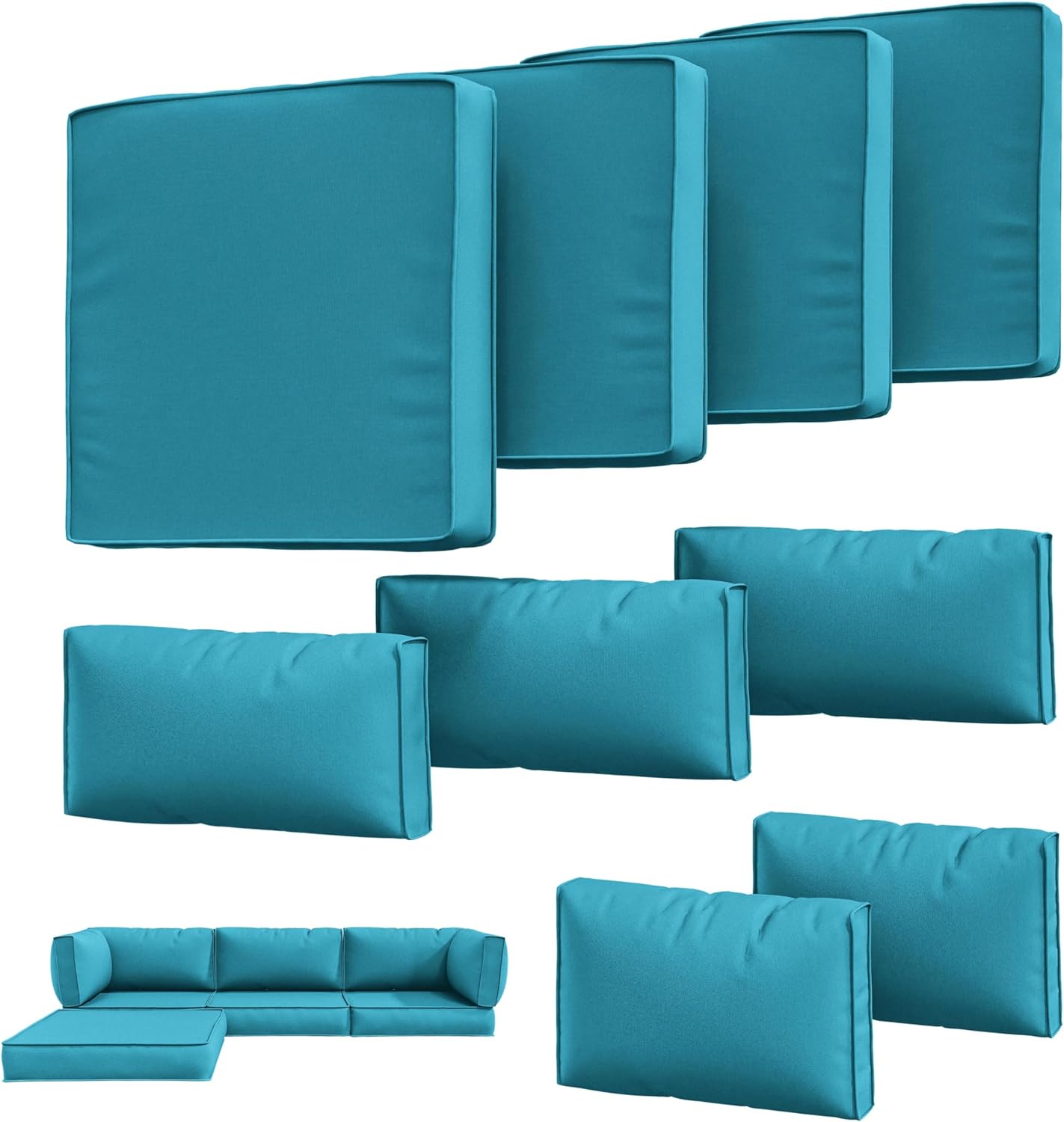 9Pcs Outdoor Chair Cushions Covers Waterproof for Patio Set