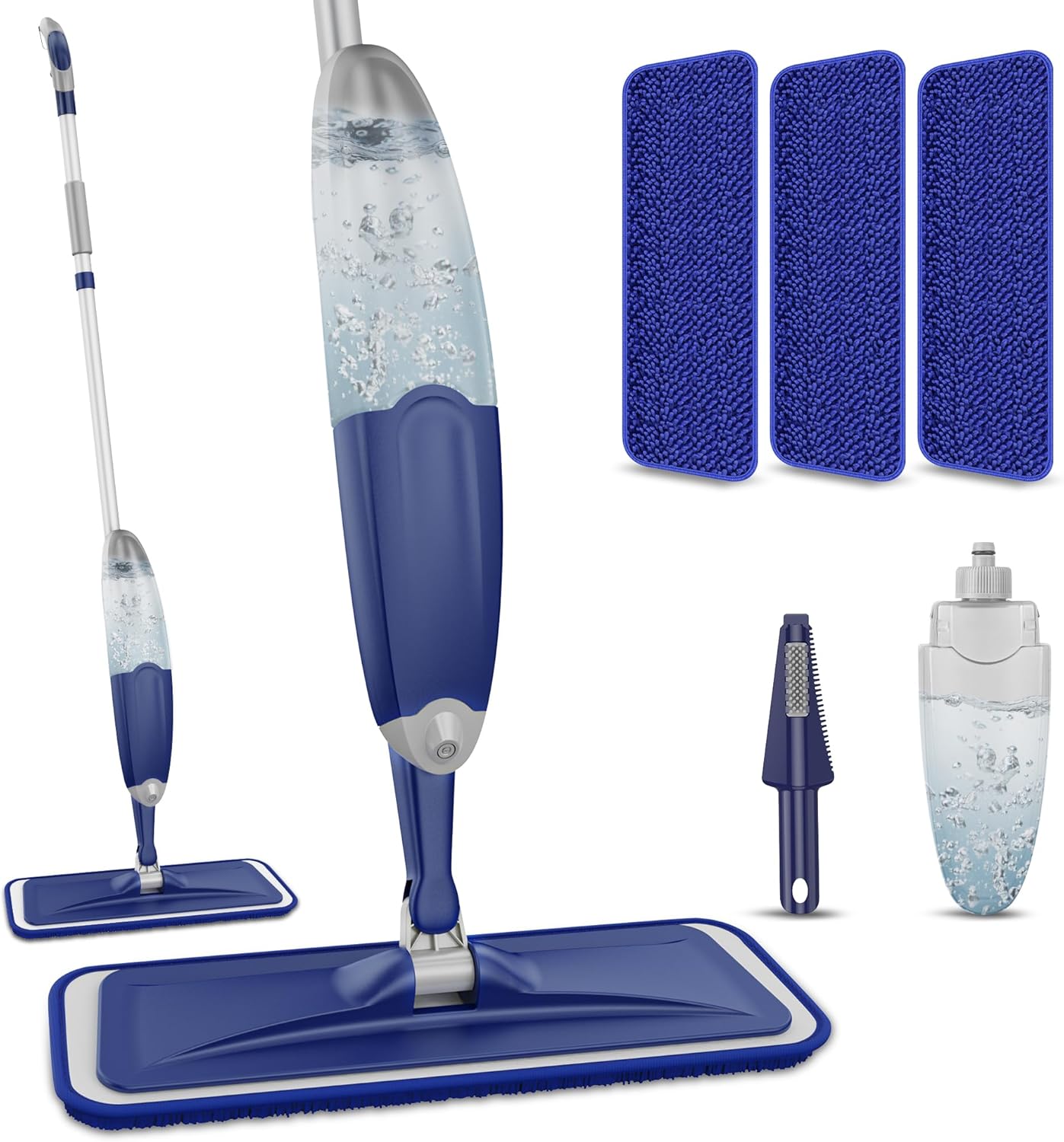 ILAVCLEAN Microfiber Spray Mop: 3 Washable Pads, Easy Cleaning