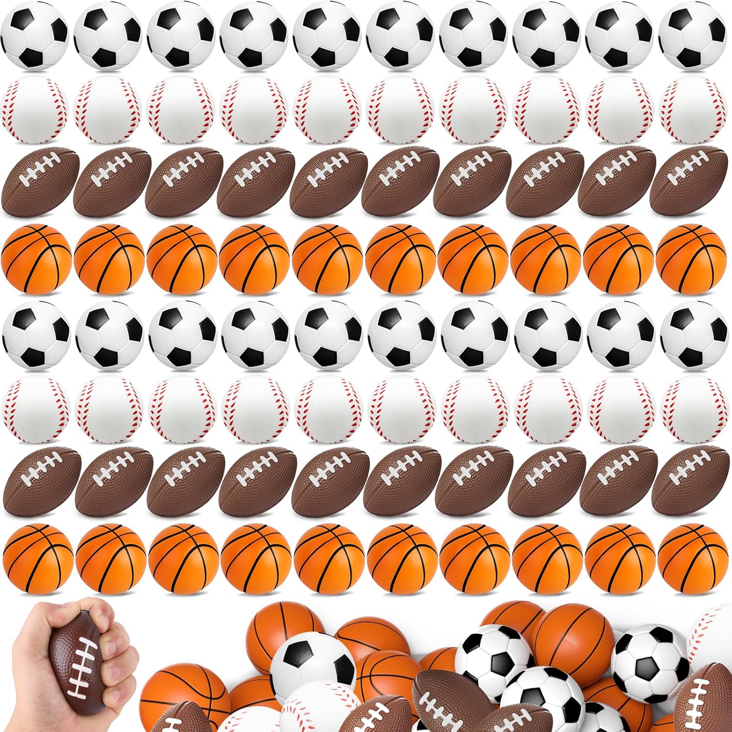 96 Pieces Sports Stress Balls for Kids - Mini Foam Balls Fun