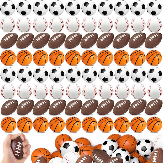 96 Pieces Sports Stress Balls for Kids - Mini Foam Balls Fun