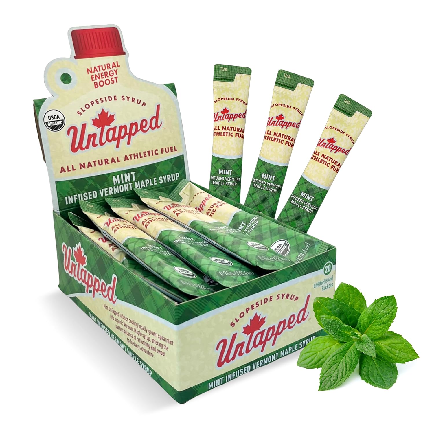 UnTapped Mint Maple Syrup Energy Gels for Endurance Athletes