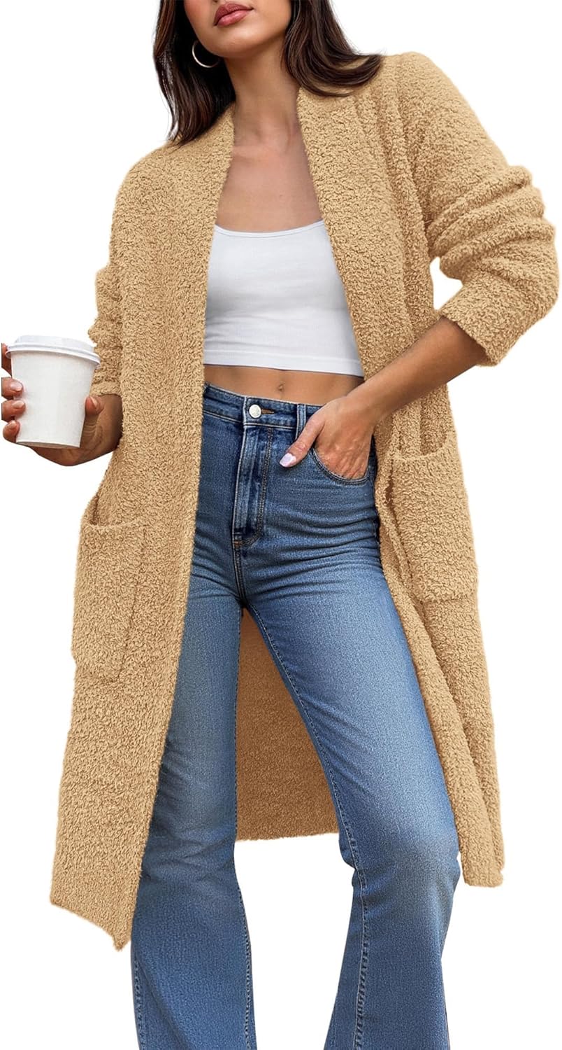 BTFBM Long Cardigans for Women - Cozy Oversized Knit Outwear