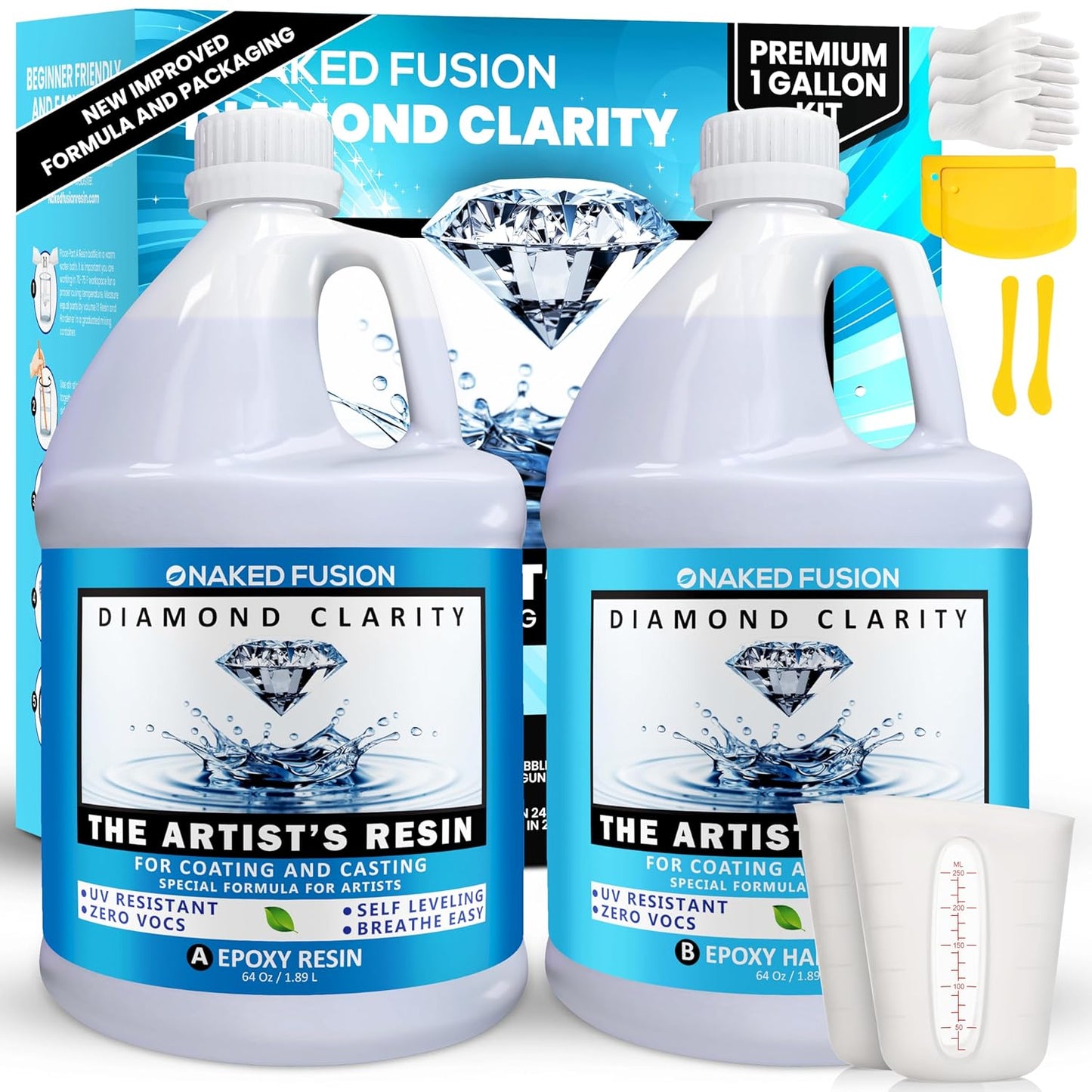 Crystal Clear Epoxy Resin for Artists - Non-Toxic 1 Gallon Kit