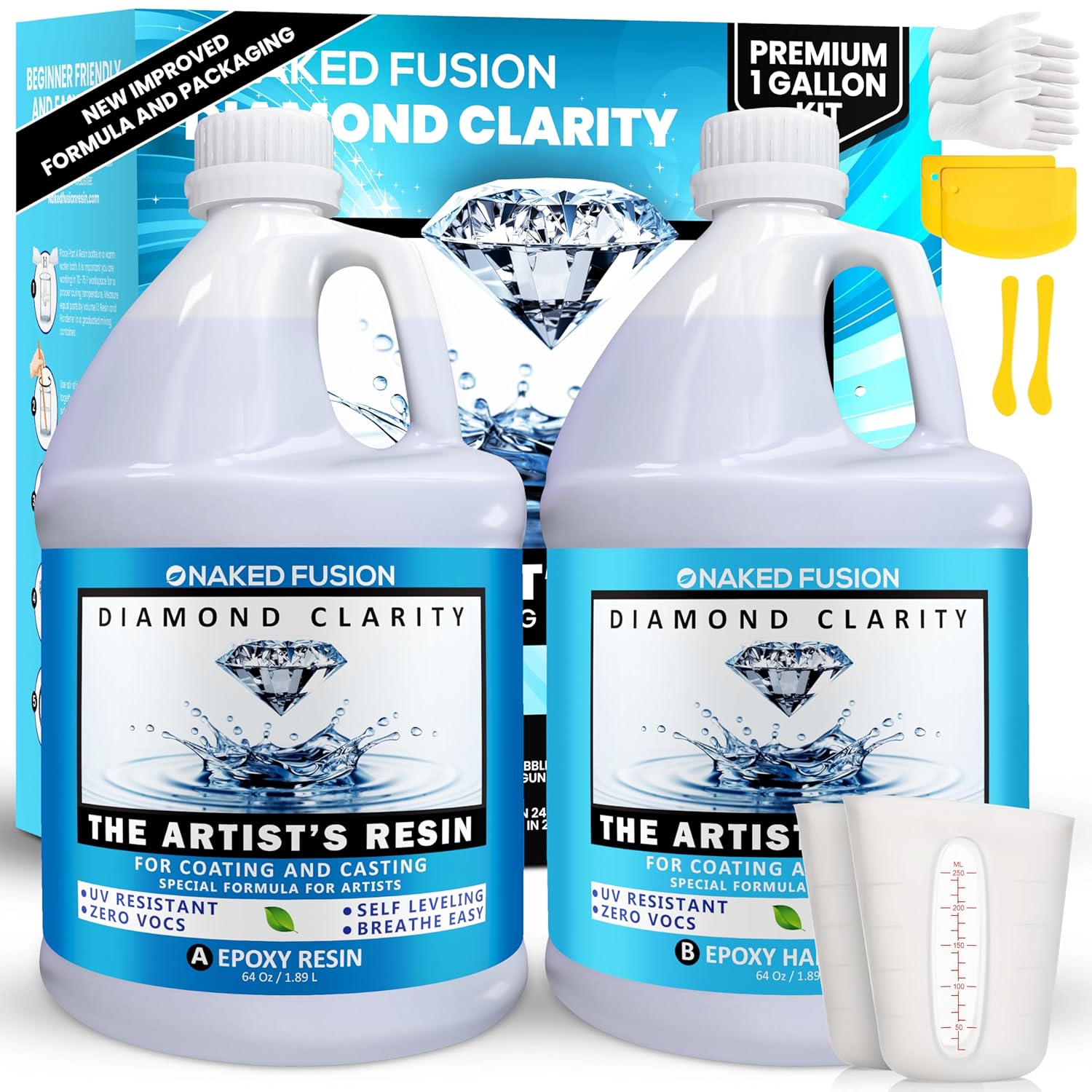 Crystal Clear Epoxy Resin for Artists - Non-Toxic 1 Gallon Kit