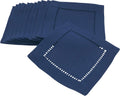 SARO LIFESTYLE Hemstitched Border Cocktail Napkin Set of 12 - Navy