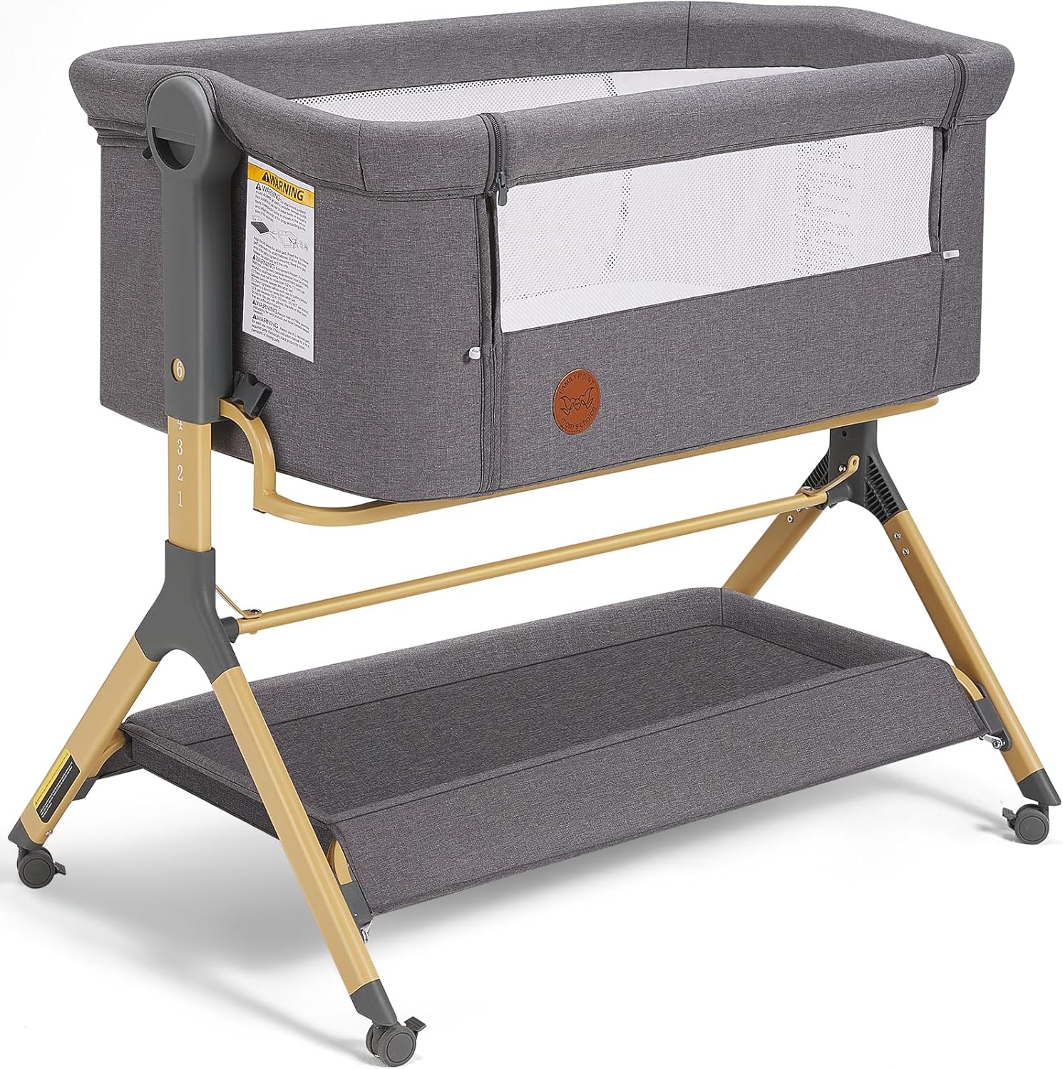 Baby Bassinet with Wheels and Storage for Newborn Comfort
