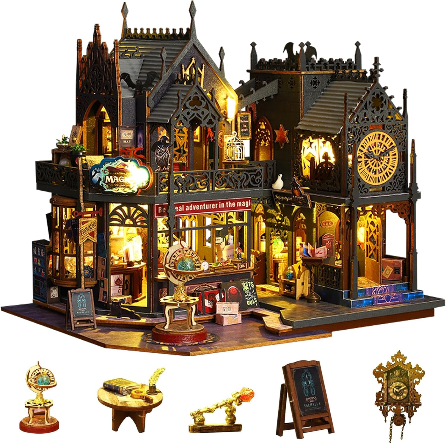 Miniature House Kit DIY Mini House Building Kit with LED Light