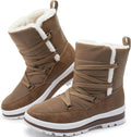Rominz Women's Winter Snow Boots - Waterproof Fur Lined Mid Calf