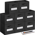 13x13x13 Storage Cube Bins Set of 8 - Black Collapsible Fabric Cubes