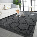 Super Soft Shaggy Rug 4x5.9 ft - Plush Dark Gray Area Rug