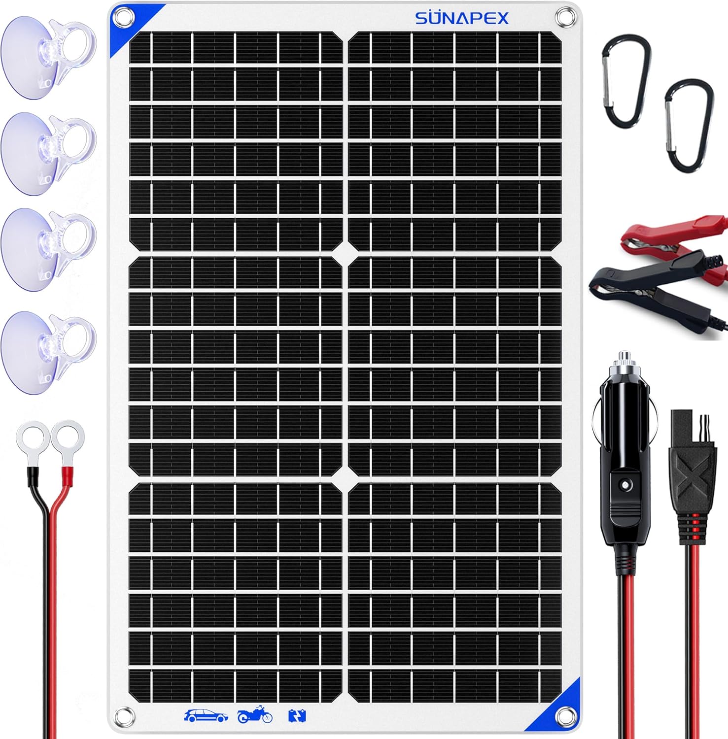 SUNAPEX Solar Battery Charger Maintainer for 12V Vehicles