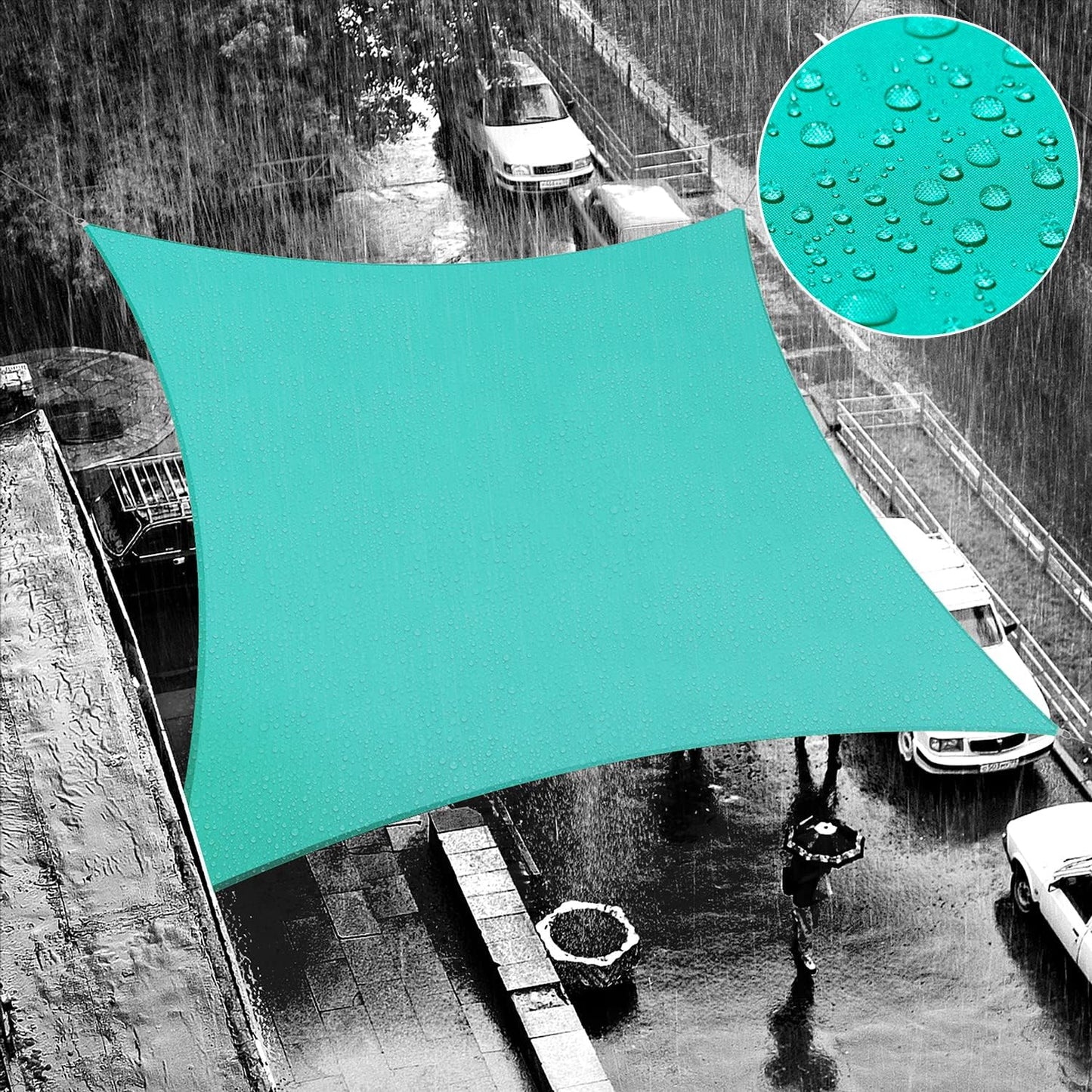 Waterproof Shade Sail 8ft x 16ft Turquoise Canopy for Outdoor Use