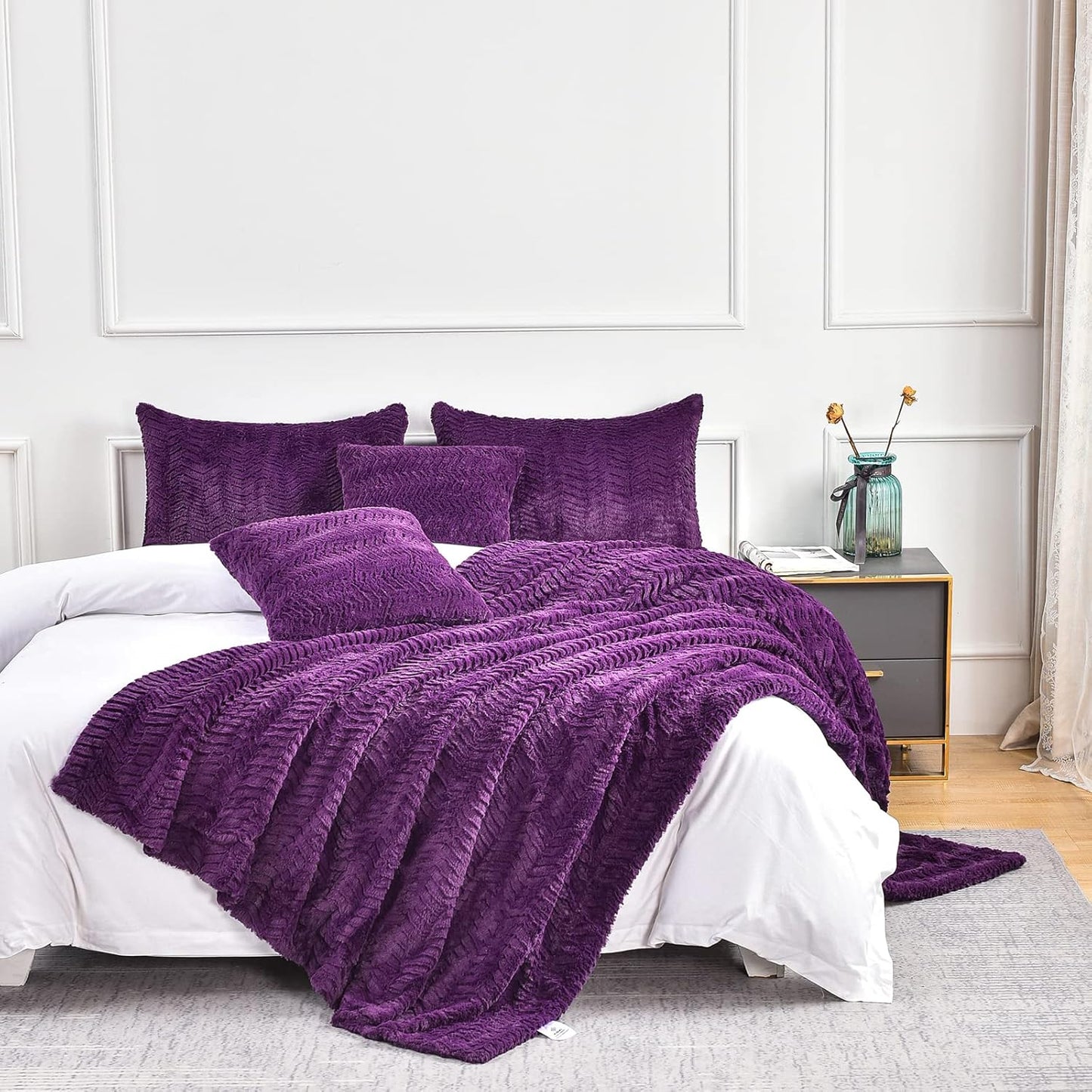 YUSOKI Luxury Faux Fur Twin XL Blanket for Cozy Home Decor
