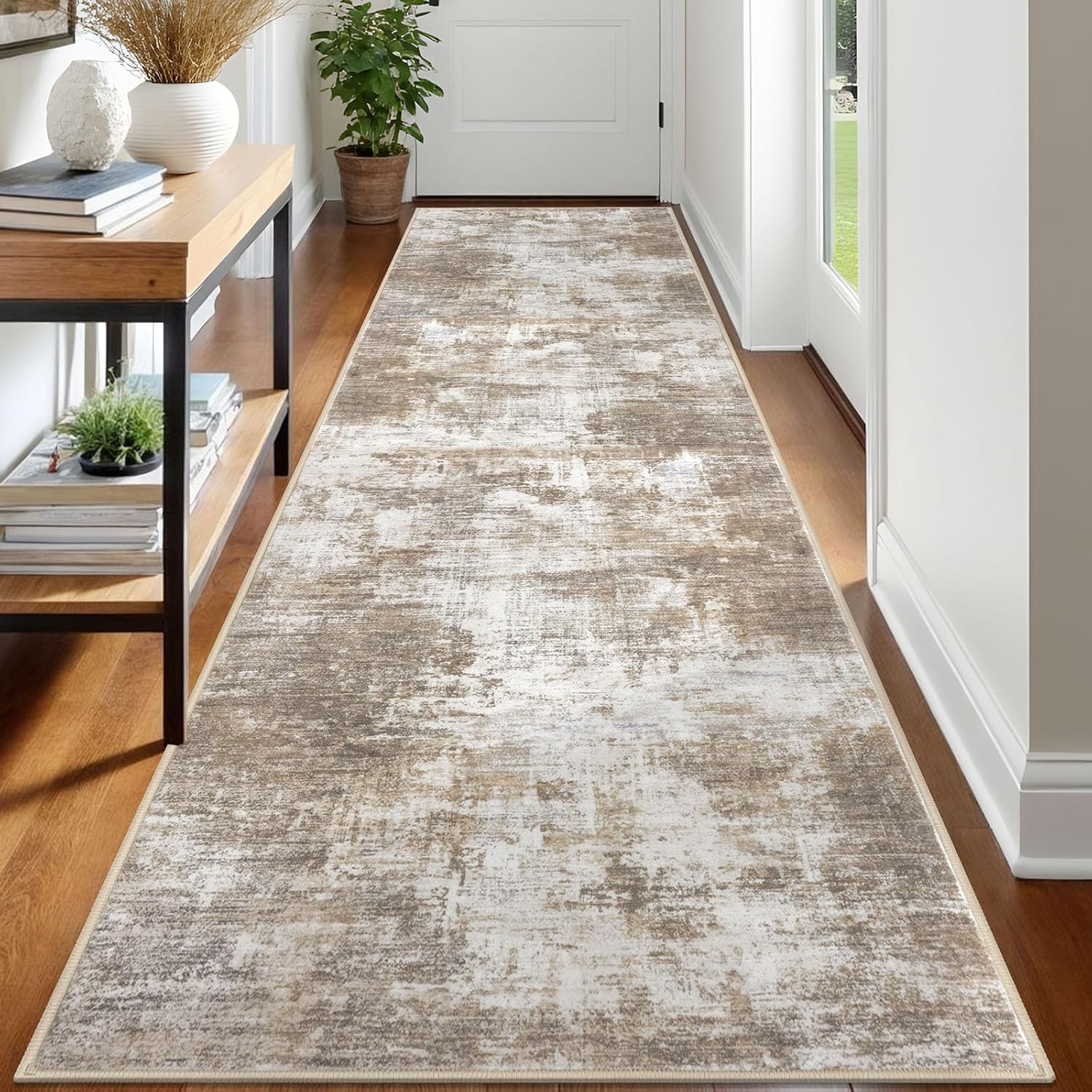 IOHOUZE Abstract Runner Rug 3x12 Ft Washable Non Slip Design