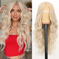 Platinum Blonde Highlight Wig for Women - Long Wavy Style