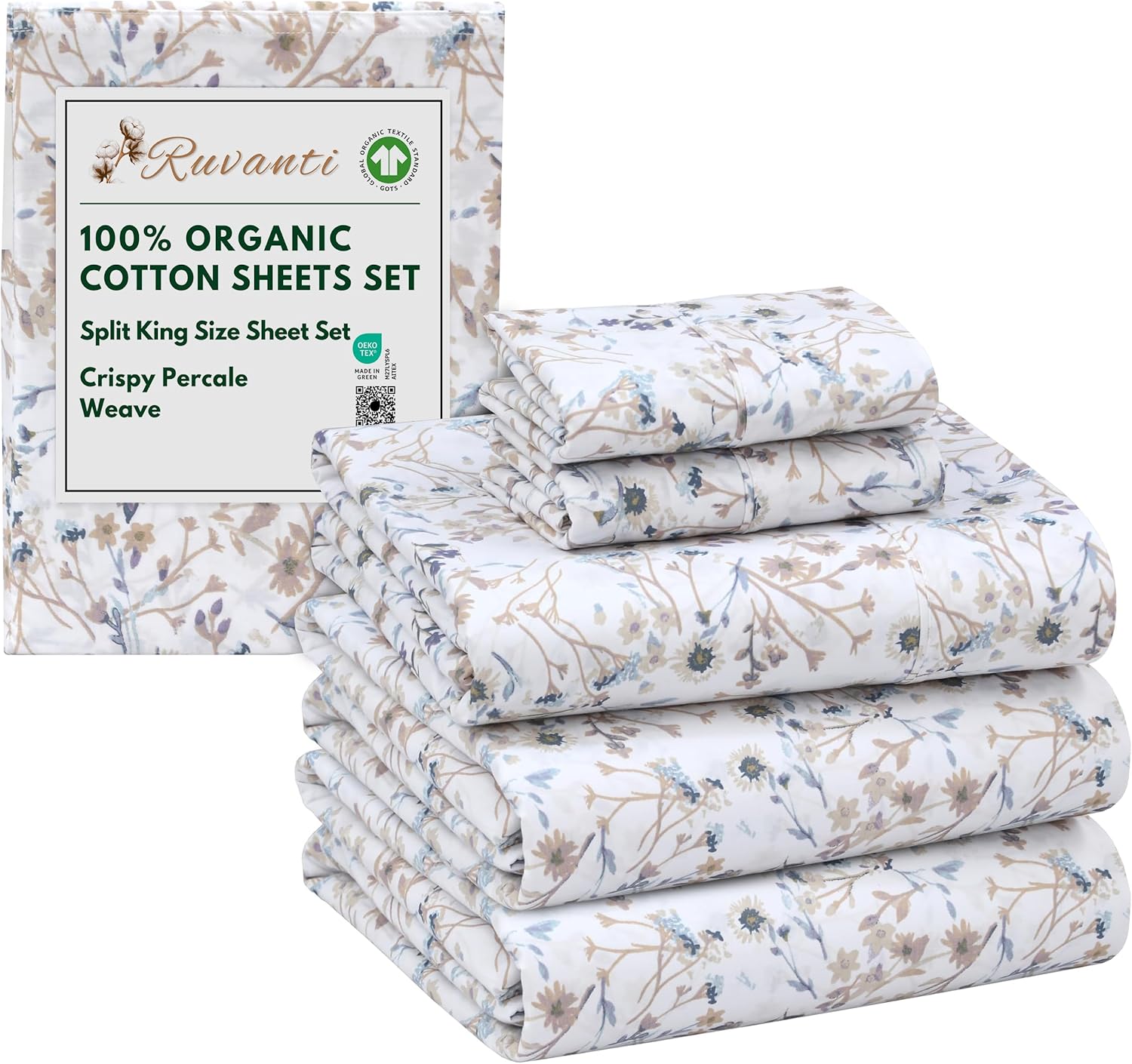 100% Organic Cotton Sheets Split King Set for Ultimate Comfort