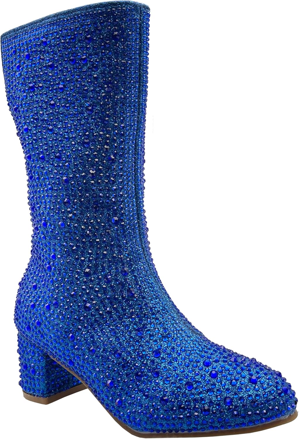 ABSOLEX Girl's Rhinestone Round Toe Knee High Chunky Boots