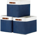 DULLEMELO Large Storage Baskets with Leather Handles - Set of 3
