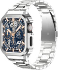 Metal Band Compatible with Apple Watch 44mm 45mm - Brushed Steel