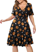 Plus Size Womens Faux Wrap Swing Dress L-4XL - With Pockets
