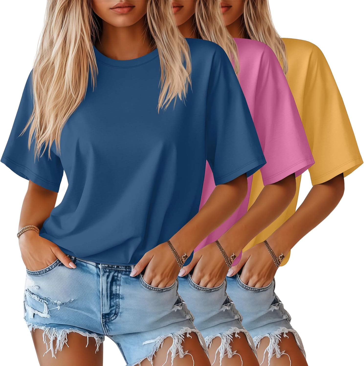 Huukeay Women's Half Sleeve T-Shirts for Casual Summer Wear