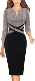 Womens Work Business Casual 3/4 Sleeve Pencil Sheath Dress