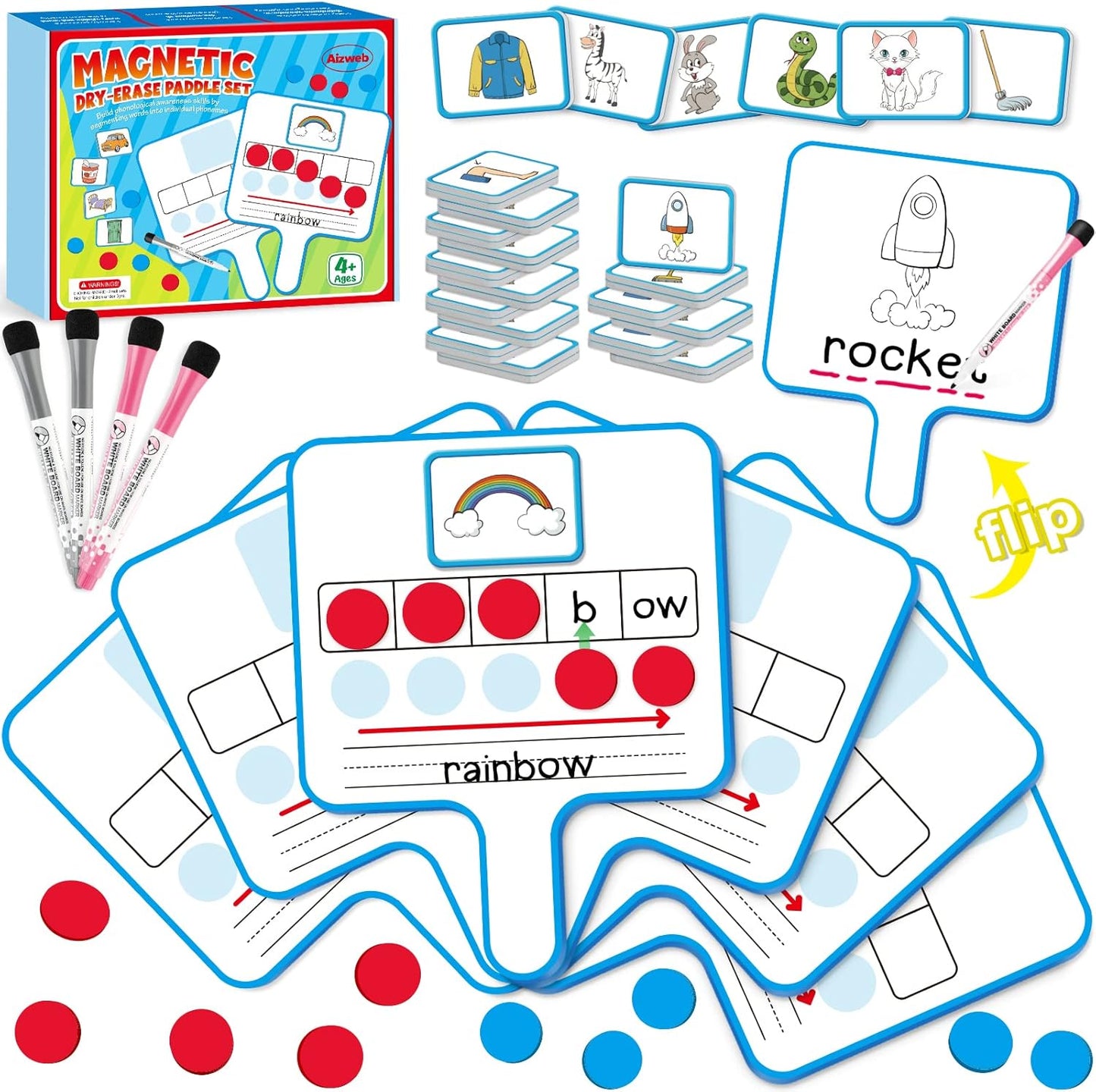 Aizweb Phonemic Awareness Magnetic Dry Erase Board for Kids