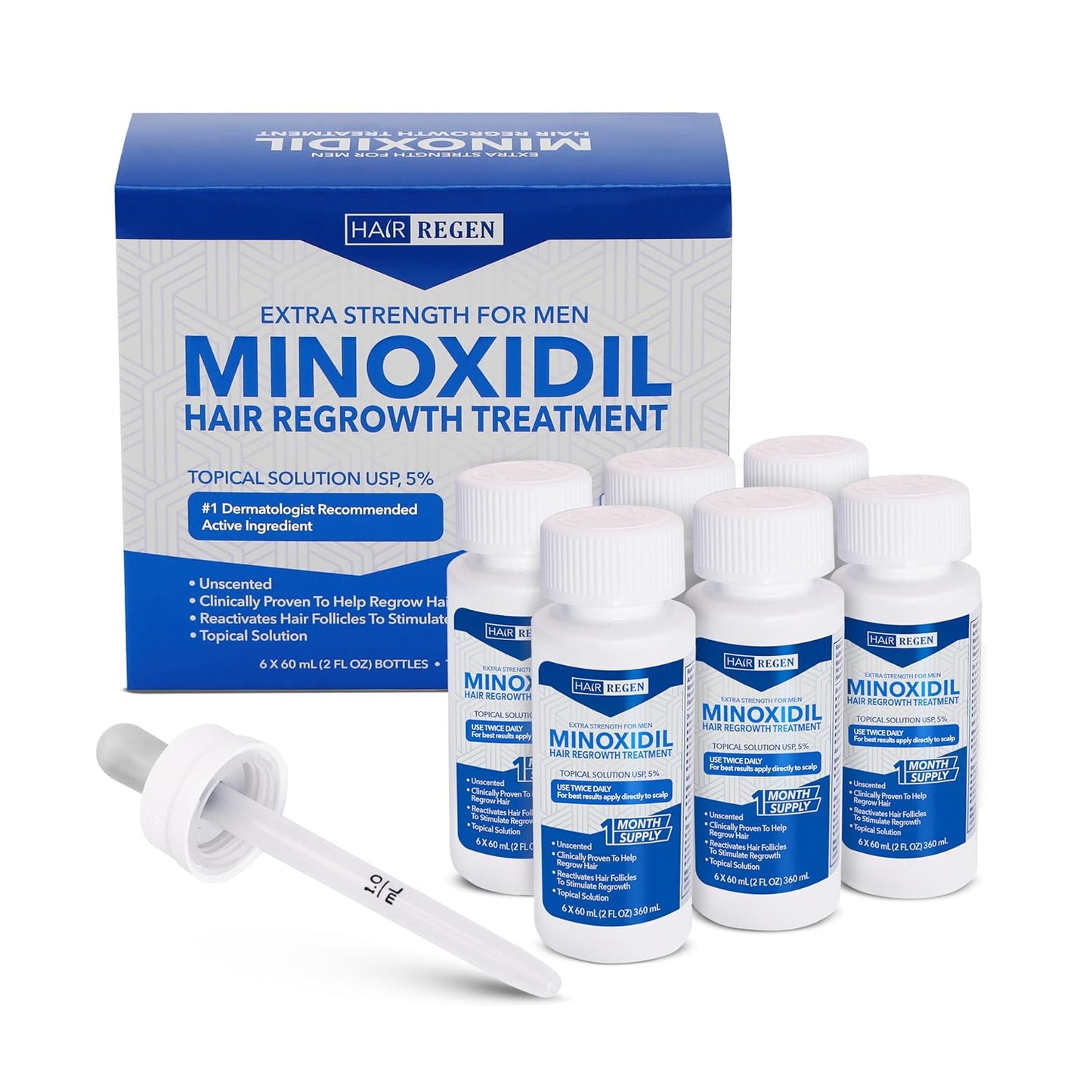 Liquid Minoxidil Men 5 Percent Extra Strength Hair Growth Solution