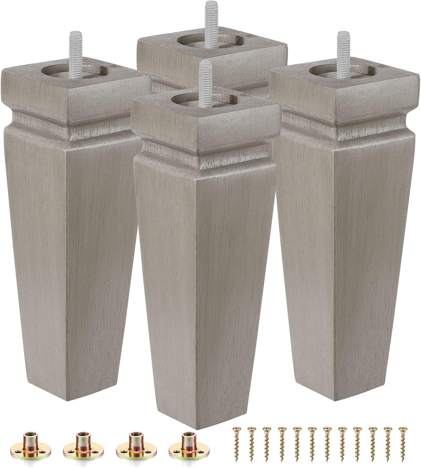 Square Wood Furniture Legs Set of 4 for Couch and Bed