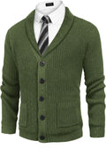 Men's Shawl Collar Cardigan Sweater Slim Fit Cable Knit - Warm Style