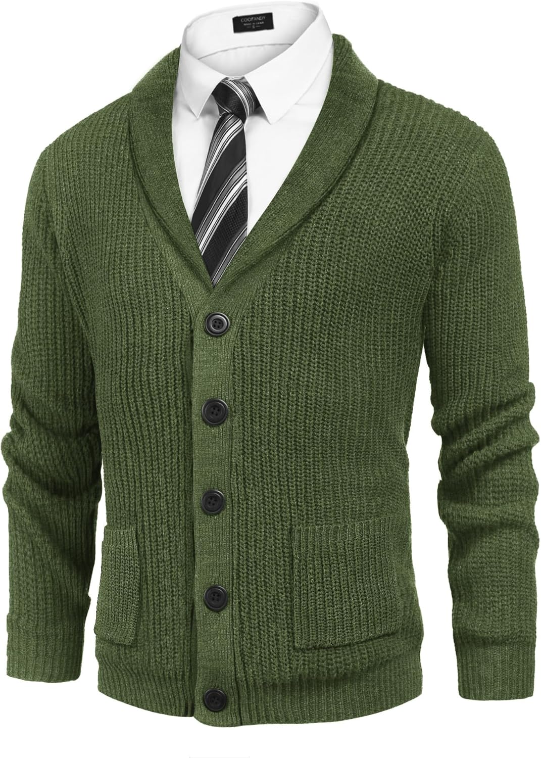 COOFANDY Men's Shawl Collar Cardigan Sweater for Stylish Comfort