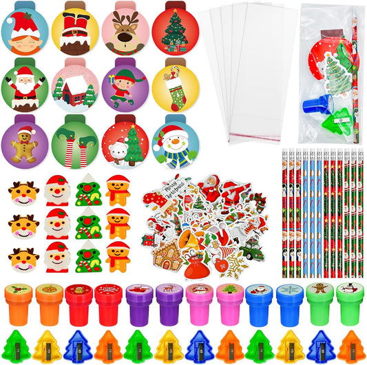 Christmas Stationery Set: 194 Pcs Class Rewards & Party Supplies