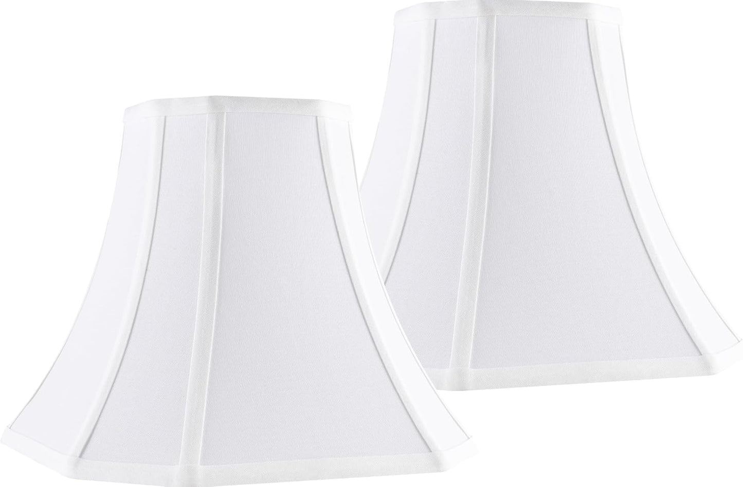 White Ivory Square Cut Corner Bell Lamp Shade Set of 2 Medium