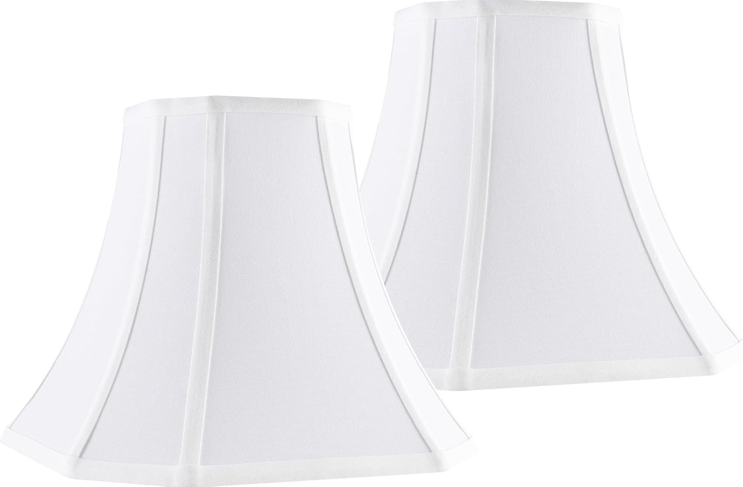 White Ivory Square Cut Corner Bell Lamp Shade Set of 2 Medium