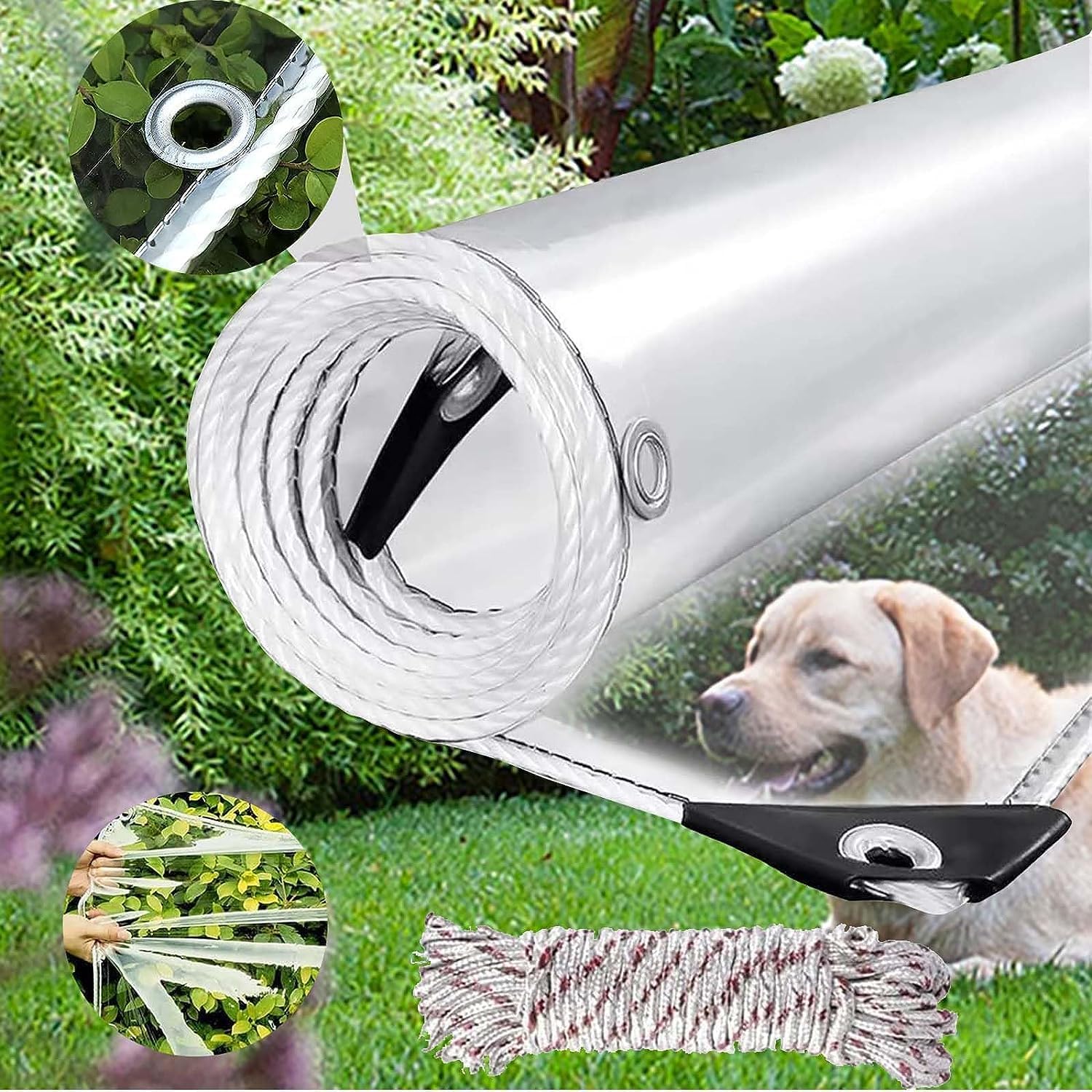 Clear Tarp 8x10ft Heavy Duty Water Resistant PVC Vinyl Tarpaulin