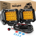 Nilight 4in Amber LED Pods 60W Combo Beam - Durable Offroad Lighting