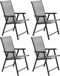 Patio Dining Chairs Set of 4 with Armrests - Foldable Texteline