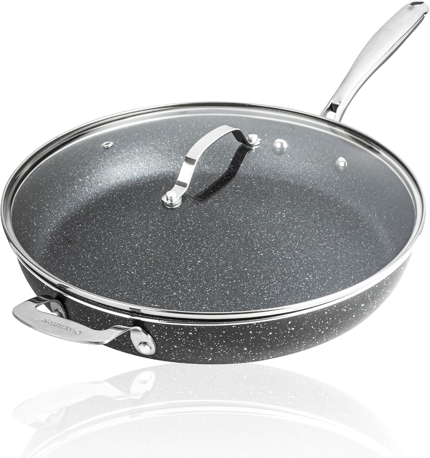 Granitestone 14 Inch Large Frying Pan with Lid for Healthy Cooking