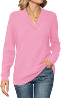Ivicoer Women Long Sleeve V Neck Pullover Knitted Sweater - Soft color