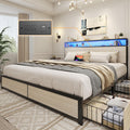 Lifezone King Bed Frame with 2-Tier Storage Headboard - Smart Storage