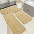 YIHOUSE Memory Foam Beige Bathroom Rug Sets for Comfort & Style