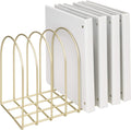 Large Desktop Document Holder Brass Wire Organizer - 8-Slot Arch