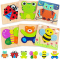 Bekayshad Wooden Puzzles Toddler Toys - Montessori Animal Jigsaws